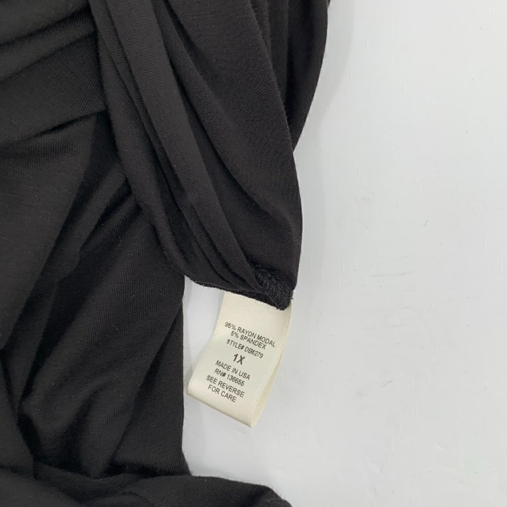West Kei draped knit dress black long sleeve knot v-neck shift stretch new 1X - Picture 5 of 5